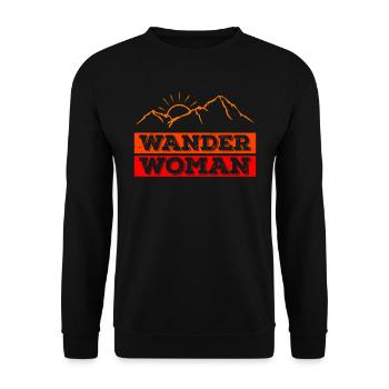 Wanderwoman Bergsteigen Wandern Hiking Frauen - Unisex Pullover - Schwarz - Vorne - Alina (178cm) & Michal (187cm)