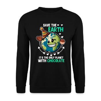 Rettet die Erde Schokoladenliebhaber Umweltschutz - Unisex Pullover - Schwarz - Vorne - Alina (178cm) & Michal (187cm)