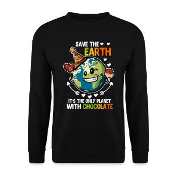 Rettet die Erde Schokoladenliebhaber Umweltschutz - Unisex Pullover - Schwarz - Vorne - Alina (178cm) & Michal (187cm)