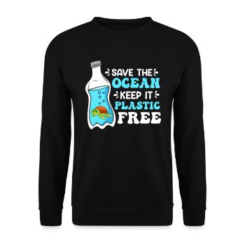Environmentalists Save the Ocean No Plastic - Unisex Sweatshirt - black - Front - Alina (178cm) & Michal (187cm)