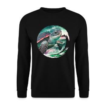 Save the Ocean Keep it Clean Umweltschutz - Unisex Pullover - Schwarz - Vorne - Alina (178cm) & Michal (187cm)
