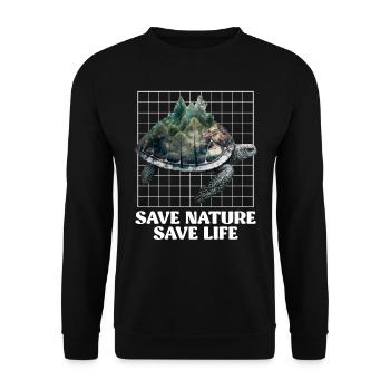 Save Nature Schildkröten Artenschutz Umwelt - Unisex Pullover - Schwarz - Vorne - Alina (178cm) & Michal (187cm)