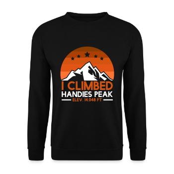 Bergfan Colorado Handies Peak Bergesteiger - Unisex Pullover - Schwarz - Vorne - Alina (178cm) & Michal (187cm)