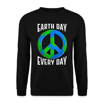 Earth Day Spruch: Earth Day Every Day - Unisex Pullover - Schwarz - Vorne - Alina (178cm) & Michal (187cm)