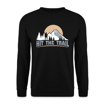 Mountaineer Hit the Trail Mountains Hiking - Unisex Sweatshirt - black - Front - Alina (178cm) & Michal (187cm)