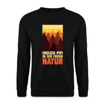 Bergsteiger lustig Peeing outside Naturburschen - Unisex Pullover - Schwarz - Vorne - Alina (178cm) & Michal (187cm)