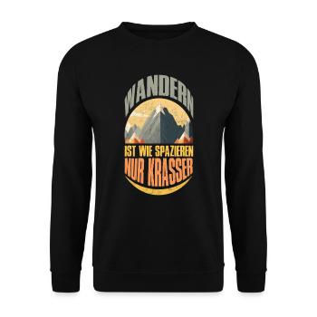 Wanderer Naturburschen Wandern lustig Bergsteiger - Unisex Pullover - Schwarz - Vorne - Alina (178cm) & Michal (187cm)