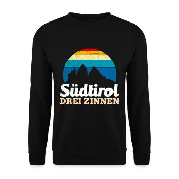 Drei Zinnen Südtirol Bergsteiger und Wanderer - Unisex Pullover - Schwarz - Vorne - Alina (178cm) & Michal (187cm)