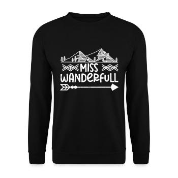 Wanderfull Miss Wanderfull Bergsteiger Wanderer - Unisex Pullover - Schwarz - Vorne - Alina (178cm) & Michal (187cm)