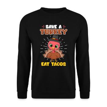 Rettet die Tiere Artenschutz Eat Tacos Umweltliebe - Unisex Pullover - Schwarz - Vorne - Alina (178cm) & Michal (187cm)