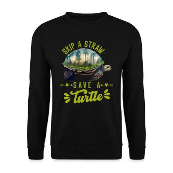 Save the turtles Environmental Protection Ocean - Unisex Sweatshirt - black - Front - Alina (178cm) & Michal (187cm)