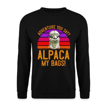 Alpaca my Bags Bergsteiger lustig Wandern - Unisex Pullover - Schwarz - Vorne - Alina (178cm) & Michal (187cm)