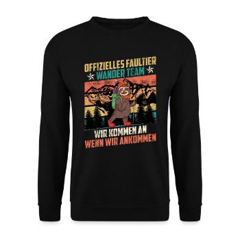 Wanderteam lustig Bergfan Bergsteiger - Unisex Pullover - Schwarz - Vorne - Alina (178cm) & Michal (187cm)
