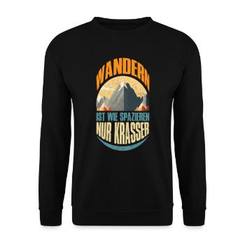 Wanderer Naturburschen Wandern lustig Bergsteiger - Unisex Pullover - Schwarz - Vorne - Alina (178cm) & Michal (187cm)