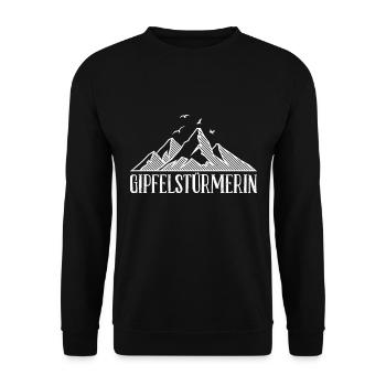 Bergsteiger Berge klettern Wandern - Unisex Pullover - Schwarz - Vorne - Alina (178cm) & Michal (187cm)