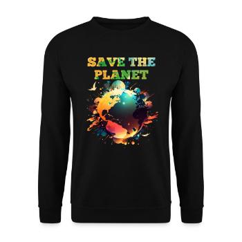 Rettet den Planeten Erde Klima und Natur - Unisex Pullover - Schwarz - Vorne - Alina (178cm) & Michal (187cm)