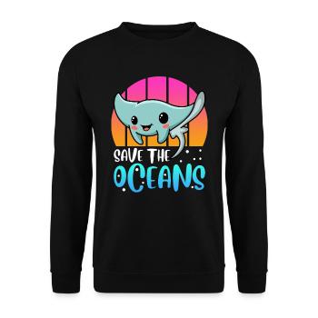 Save the Ocean Environmental Protection Species Conservation Earth Day - Unisex Sweatshirt - black - Front - Alina (178cm) & Michal (187cm)