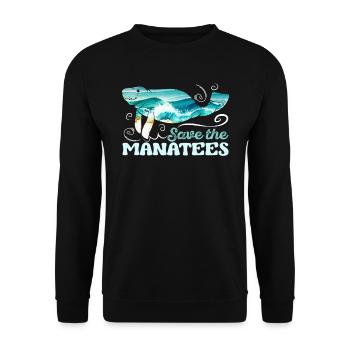 Save the Ocean Manatee Species Conservation Endangered Animals - Unisex Sweatshirt - black - Front - Alina (178cm) & Michal (187cm)