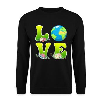 Save the Earth LOVE Mission Earth Environmental Protection - Unisex Sweatshirt - black - Front - Alina (178cm) & Michal (187cm)