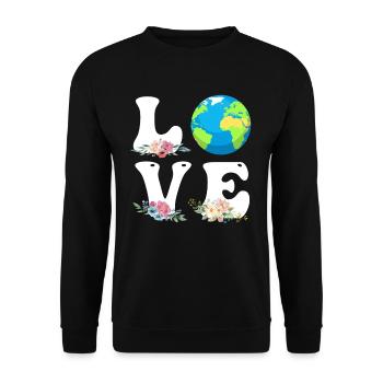 Save the Earth LOVE Mission Earth Environmental Protection - Unisex Sweatshirt - black - Front - Alina (178cm) & Michal (187cm)