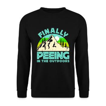 I love peeing outside hikers funny mountains - Unisex Sweatshirt - black - Front - Alina (178cm) & Michal (187cm)