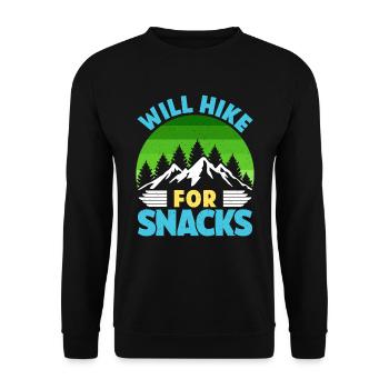 Hiker Funny Mountain Fan Will Hike for Snacks - Unisex Sweatshirt - black - Front - Alina (178cm) & Michal (187cm)