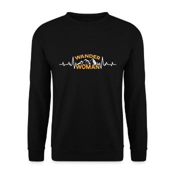 Wanderwoman Bergfan Wanderer Frauen Hiking - Unisex Pullover - Schwarz - Vorne - Alina (178cm) & Michal (187cm)