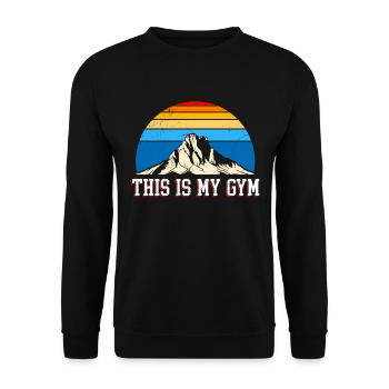 Bergfan Wanderer This is my Gym Wandern Hiking - Unisex Sweatshirt - black - Front - Alina (178cm) & Michal (187cm)