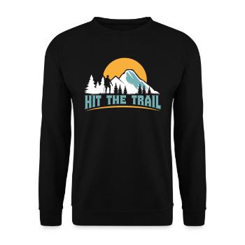 Mountaineer Hit the Trail Mountains Hiking - Unisex Sweatshirt - black - Front - Alina (178cm) & Michal (187cm)