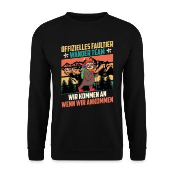 Wanderteam lustig Bergfan Bergsteiger - Unisex Pullover - Schwarz - Vorne - Alina (178cm) & Michal (187cm)