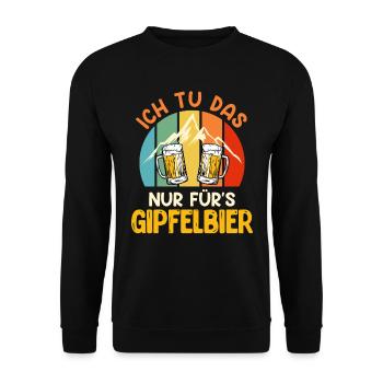 Wanderer lustig Bierfan Gipfelbier Summit - Unisex Pullover - Schwarz - Vorne - Alina (178cm) & Michal (187cm)