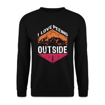 I love peeing outside hikers funny mountains - Unisex Sweatshirt - black - Front - Alina (178cm) & Michal (187cm)
