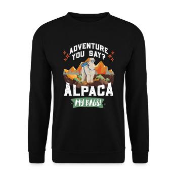 Alpaca my Bags Wandern lustig Bergfan Wanderer - Unisex Pullover - Schwarz - Vorne - Alina (178cm) & Michal (187cm)