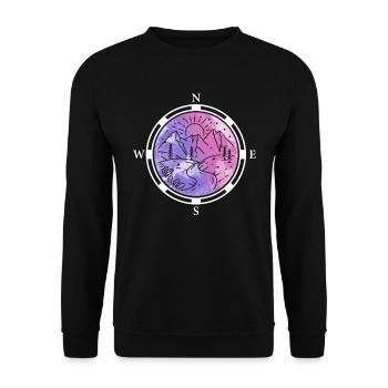 Wanderer Berge Kompass klettern Bergsteigen - Unisex Pullover - Schwarz - Vorne - Alina (178cm) & Michal (187cm)