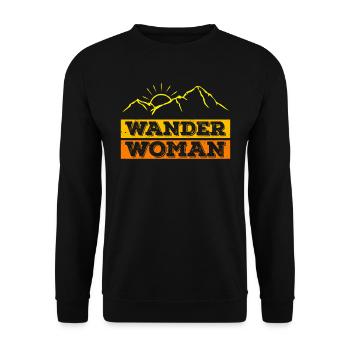 Wanderwoman Bergsteigen Wandern Hiking Frauen - Unisex Pullover - Schwarz - Vorne - Alina (178cm) & Michal (187cm)