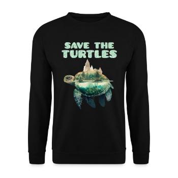 Save the turtles, species conservation, nature conservation - Unisex Sweatshirt - black - Front - Alina (178cm) & Michal (187cm)