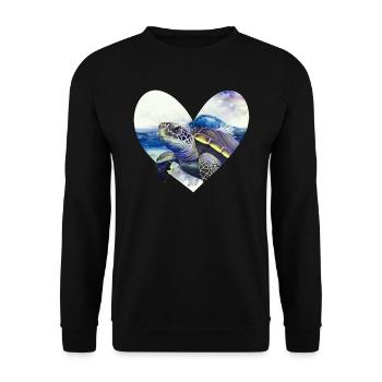 Save the turtles Environmental Protection Ocean - Unisex Sweatshirt - black - Front - Alina (178cm) & Michal (187cm)