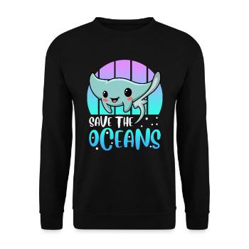Save the Ocean Environmental Protection Species Conservation Earth Day - Unisex Sweatshirt - black - Front - Alina (178cm) & Michal (187cm)