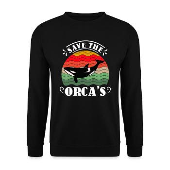 Save the Whales Orca Conservation Environment (Environnement de conservation des orques Save the Whales) - Sweat-shirt Unisexe - noir - Devant - Alina (178cm) & Michal (187cm)