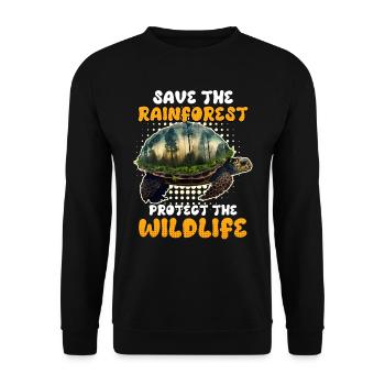 Rettet den Regenwald Wildlife Artenschutz - Unisex Pullover - Schwarz - Vorne - Alina (178cm) & Michal (187cm)