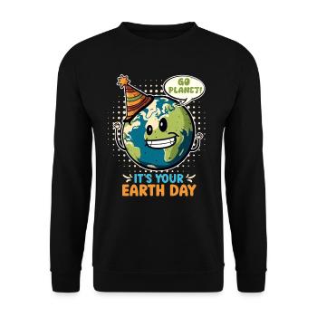 Earth Day Mission Erde & Klimaschutz Umwelt - Unisex Pullover - Schwarz - Vorne - Alina (178cm) & Michal (187cm)