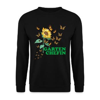 Garten Chefin Sonnenblumen Gartenfreundin Blumen - Unisex Pullover - Schwarz - Vorne - Alina (178cm) & Michal (187cm)
