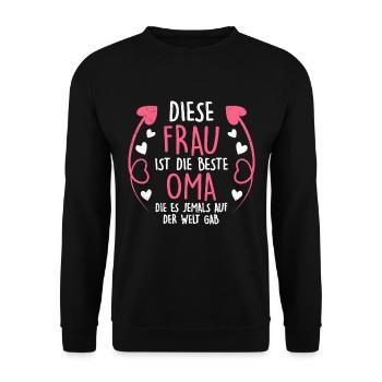 Beste Oma Muttertag weltbeste Oma Großmutter - Unisex Pullover - Schwarz - Vorne - Alina (178cm) & Michal (187cm)