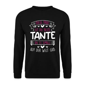 Worlds greatest Aunt beste Tante Muttertag - Unisex Pullover - Schwarz - Vorne - Alina (178cm) & Michal (187cm)