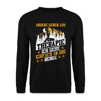 Others go to therapy I'm going to the mountains - Unisex Sweatshirt - black - Front - Alina (178cm) & Michal (187cm)