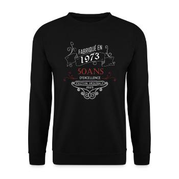 Fabriqué En 1973 50 Ans Anniversaire - Sweat-shirt Unisexe - noir - Devant - Alina (178cm) & Michal (187cm)