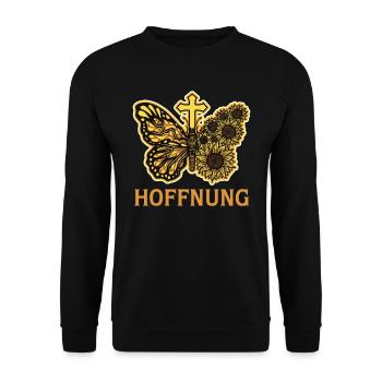 Hoffnung Frühling Sonnenblumen Sonnenschein - Unisex Pullover - Schwarz - Vorne - Alina (178cm) & Michal (187cm)