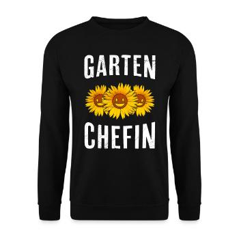 Garten Chefin Sonnenblumen Gartenfreundin Blumen - Unisex Pullover - Schwarz - Vorne - Alina (178cm) & Michal (187cm)