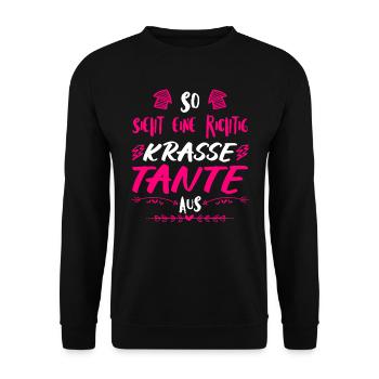 Weltbeste Tante krasse Tanten Muttertag Aunties - Unisex Pullover - Schwarz - Vorne - Alina (178cm) & Michal (187cm)
