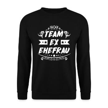 Ex Frau Scheidungsparty Glücklich Geschieden Team - Unisex Pullover - Schwarz - Vorne - Alina (178cm) & Michal (187cm)